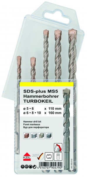 KEIL Hammerbohrer SDS-plus MS5 Turbokeil 5-tlg. Ø5,2x6,8,10mm Artnr. A1.253.350.510