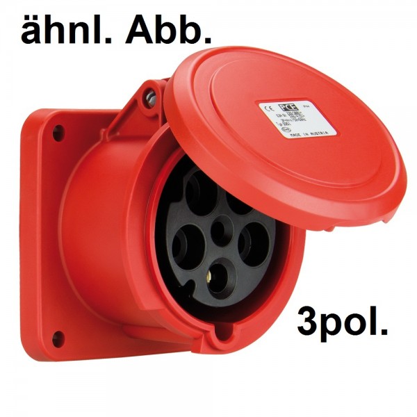 PCE CEE-Anbausteckdose 63A 3pol. 400V gerade 100x100 IP44 Artnr. 3331-9