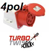 PCE CEE-Wandsteckdose 32A 4pol. 400V Turbo-Klemm IP44 Artnr. 124-6TT