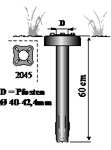Sträb Wurzelpfahl L60cm, für Ø40mm Pfosten, Abd.klein, Stahl fvz Artnr. 2043+2045