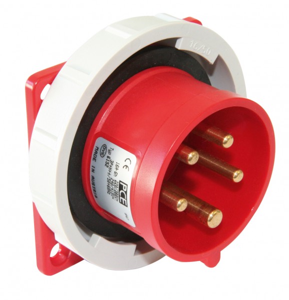 PCE Anbaugerätestecker Phasenwender CEE 16A 5pol. 400V gerade 75x75 IP67 Artnr. 86152-6