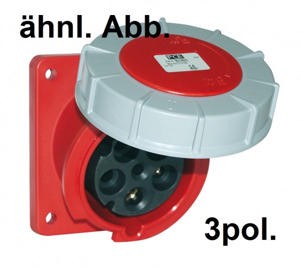 PCE CEE-Anbausteckdose 63A 3pol. 400V schräg 106x110 IP67 Artnr. 433-9fd