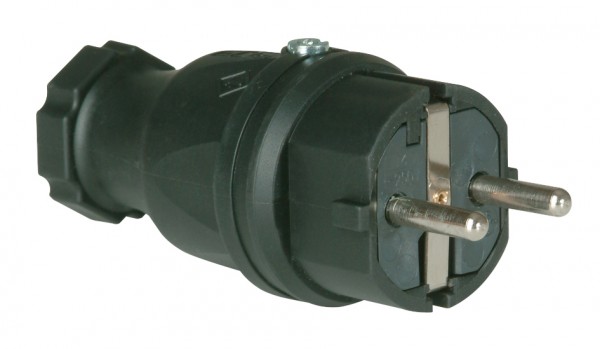 PCE Schuko Schutzkontakt GummiSTECKER IP44 schwarz 0511-s 250V 16A 