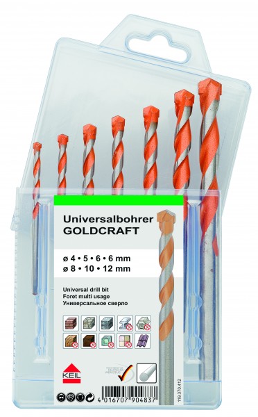 KEIL Univ.-Bohrer Goldcraft Set 7-tlg. Ø4,5,2x6,8,10,12mm Artnr. A1.119.370.412