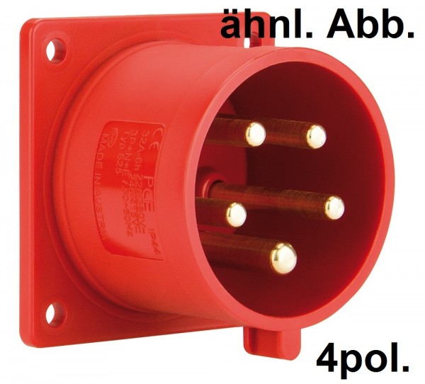 PCE Anbaugerätestecker CEE 32A 4pol. 400V gerade 70x70 IP44 Artnr. 624-6