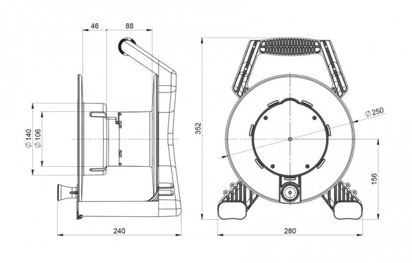 PCE XREEL250 4xSSD54 25m 3G2.5 H07RN-F sw VGS2 Artnr. 9250029-p