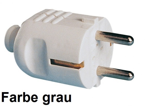 PCE Schuko-Stecker 16A 250V seitliche Einführung grau IP20 Artnr. 05040