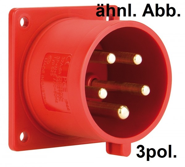 PCE Anbaugerätestecker CEE 16A 3pol. 400V gerade 60x60 IP44 Artnr. 613-9f6