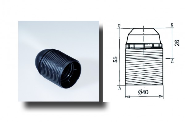 Iso-Fassung E27 M10x1 Außengewindemantel schwarz Artnr. SCH212101