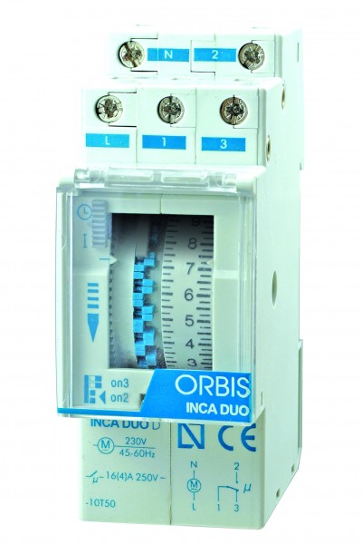 ORBIS Analoge Zeitschaltuhr 12V DC Gangres. IP20 INCA DUO QRD