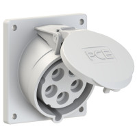 PCE CEE-Anbausteckdose 16A 5pol. 1h 400V schräg 92x100 IP44/54 Artnr. 415-1f9 grau PCE CEE-Anbausteckdose 16A 5pol. 1h 400V schräg 92x100 IP44/54 Artnr. 415-1f9 grau
