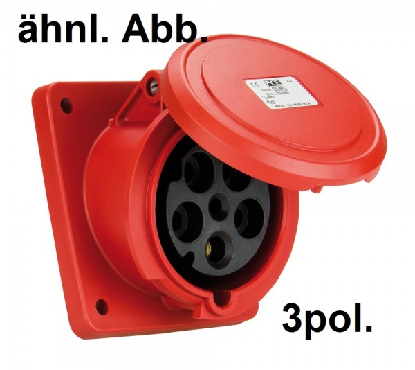 PCE CEE-Anbausteckdose 63A 3pol. 400V schräg 106x110 IP44 Artnr. 4331-9fd