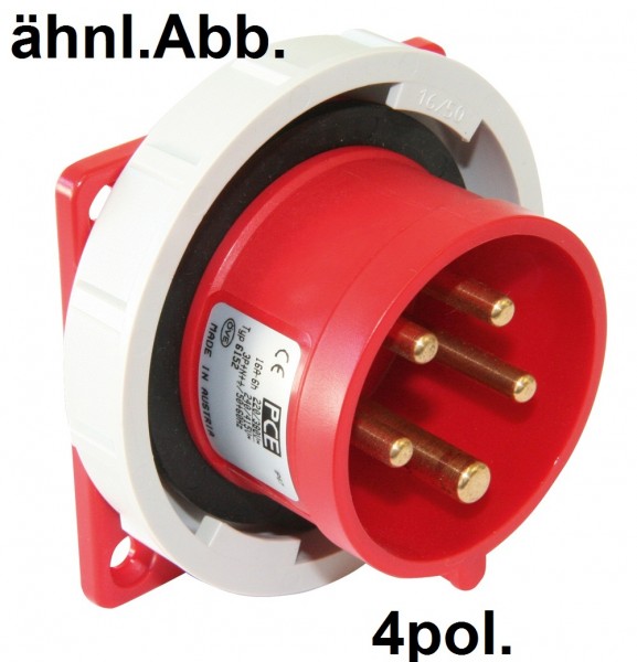 PCE Anbaugerätestecker Phasenwender CEE 32A 4pol. 400V gerade 75x75 IP67 Artnr. 86242-6