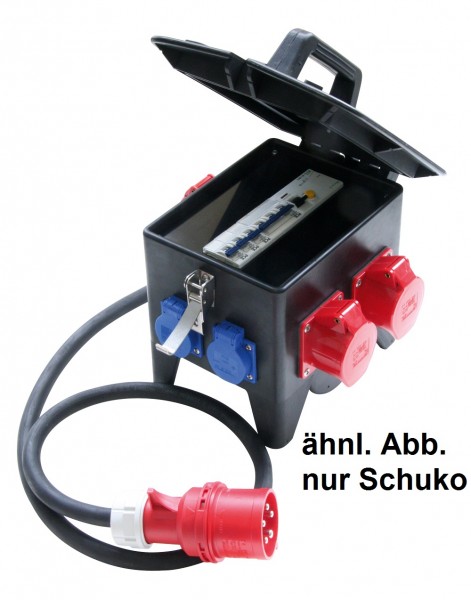 PCE tragb. Vg-Verteiler 10x Schuko, Fi, 2m Kabel+Stecker CEE16A Artnr. 9473219