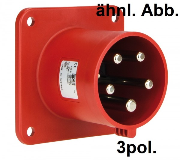 PCE Anbaugerätestecker CEE 63A 3pol. 400V gerade 100x100 IP44 Artnr. 6331-9k