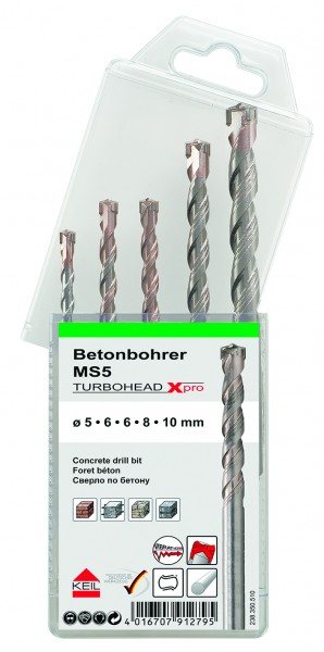 KEIL Set 5-tlg. Betonbohrer MS5 Turbohead XPRO Ø5,2x6,8,10mm Artnr. A1.238.350.510