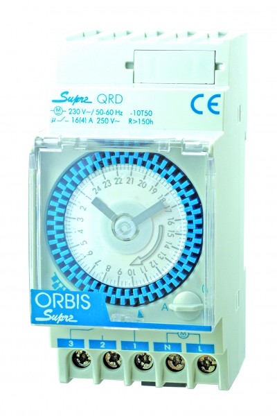 ORBIS Analoge Zeitschaltuhr 24V AC mit Gangreserve IP20 SUPRA QRD