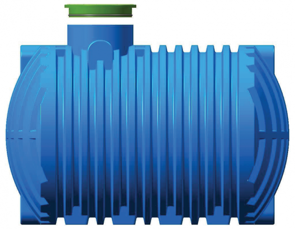 Regen-Brauchwassertank 12000 L-XXL L3,65m H2,6m Ø2,3m DOM-seitlich blau