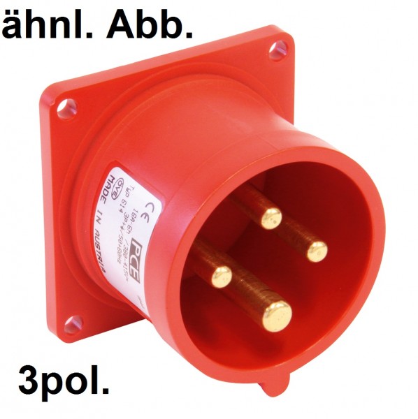 PCE Anbaugerätestecker CEE 16A 3pol. 400V gerade 56x56 IP44 Artnr. 613-9f3