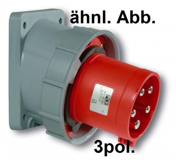 PCE Anbaugerätestecker CEE 63A 3pol. 400V schräg 100x112 IP66/67 Artnr. 733-9