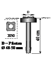 Sträb Wurzelpfahl L40cm, für Ø50mm Pfosten, Abd.klein, Stahl fvz Artnr. 200102+2050