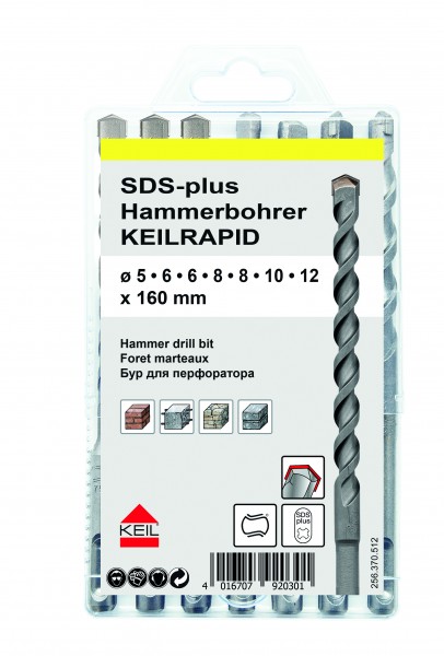 KEIL Hammerbohrer SDS-plus Keilrapid 7-tlg. Ø5,2x6,2x8,10,12mm Artnr. A1.256.370.512