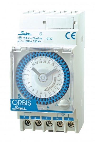 ORBIS Analoge Zeitschaltuhr 230V-AC ohne Gangreserve IP20 SUPRA D