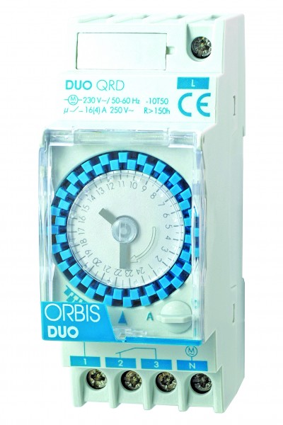 ORBIS Analoge Zeitschaltuhr 230V-AC Gangres. IP20 DUO QRD