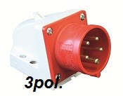 PCE CEE-Wandgerätestecker 16A 3pol. 400V IP44 Artnr. 513-9