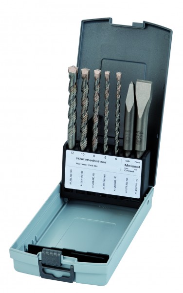 KEIL Hammerbohrer SDS-plus MS5 Turbokeil 7-tlg. Ø2x6,8,10,12mm+2xMeißel Artnr. A1.253.273.274