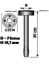 Sträb Wurzelpfahl L60cm, für Ø50mm Pfosten, Abd.groß, Stahl fvz Artnr. 200200+110154OR